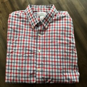 L.L. Bean Men's Red and Blue Plaid Shirt